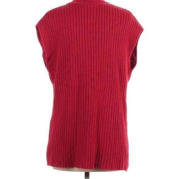 Coldwater Creek Red Ribbed Open Front Knit Vest M 10-12 Cotton Blend Womens - Picture 2 of 8